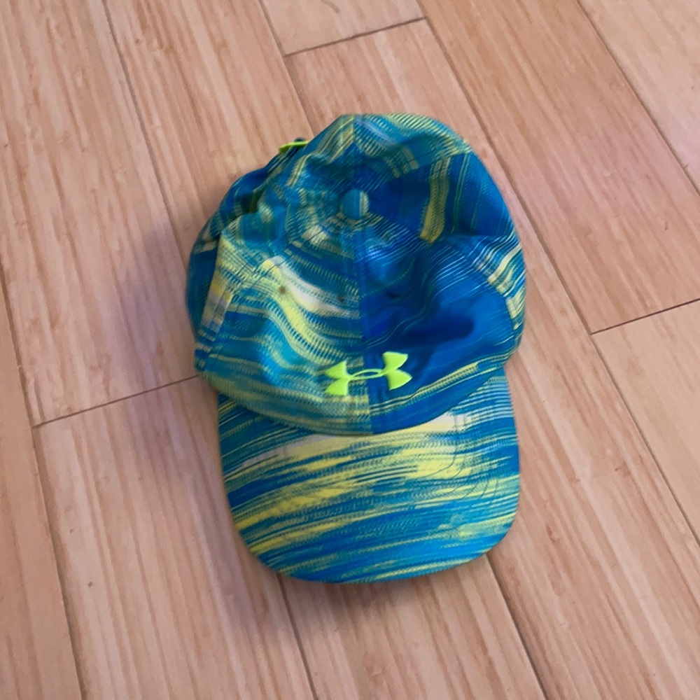 Blue and green, under armor, hat